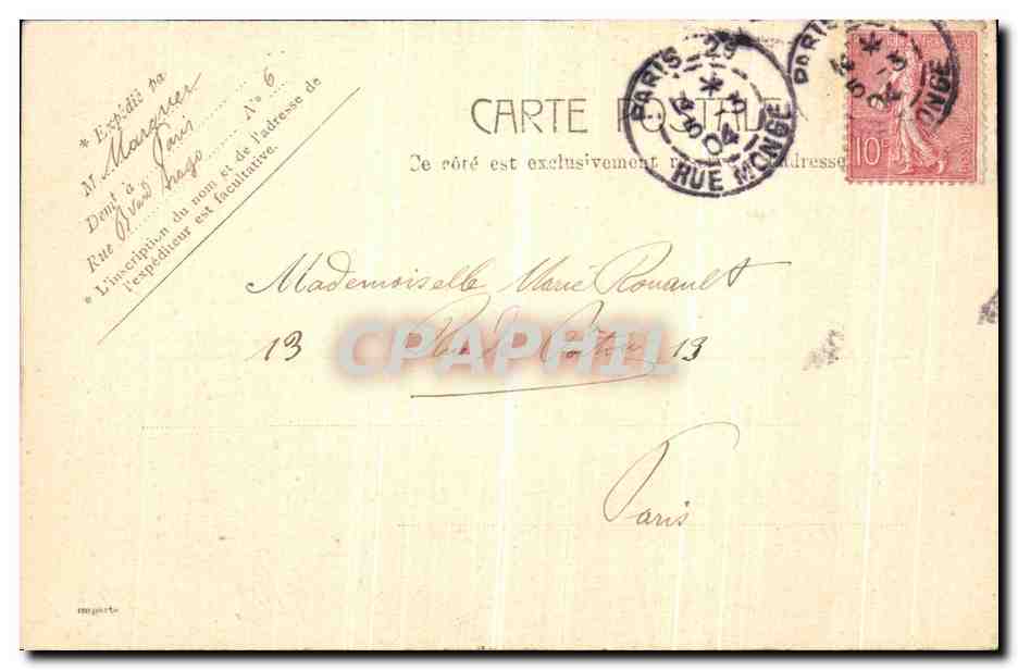 CPA Paris Avenue des Champs Elysees avee l Arc du Triomphe — Rückseite