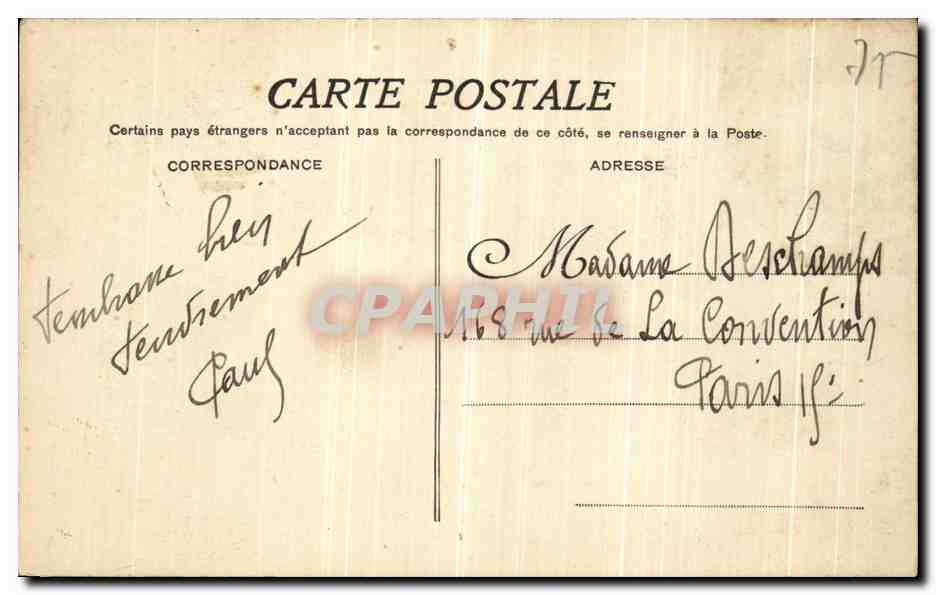 Crue de la Seine, Janvier 1910 — Les Bas Vignons — Perrot-Vignaron — Verso