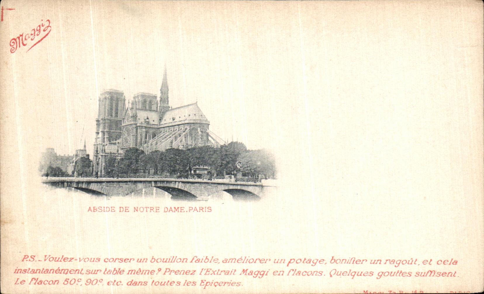 CPA Paris Abside De Notre Dame Maggi Publicite