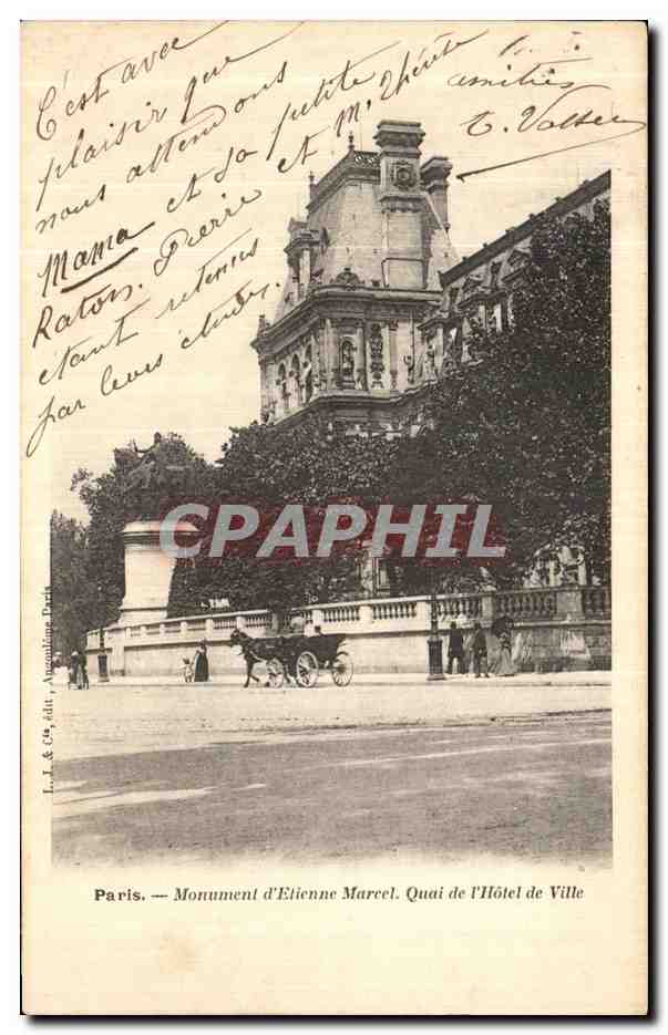 CPA Paris Monument d Etienne Marcel Quai de L Hotel de Ville