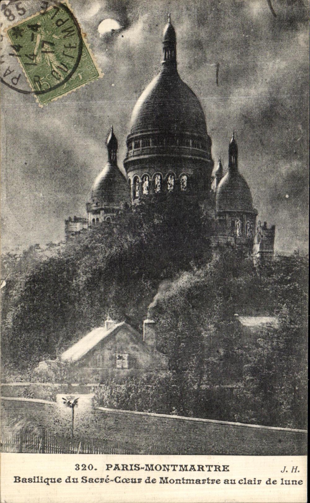 CPA Paris Montmartre Basilique du Sacre Coeur de Montmartre au Clair de Iune