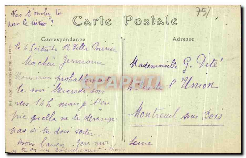 CPA Paris Le Monument Pasteur de L Hotel des Invalides — Rückseite