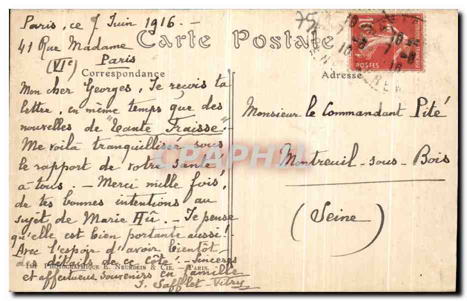 CPA Paris Avenue de L Observatoire — Verso