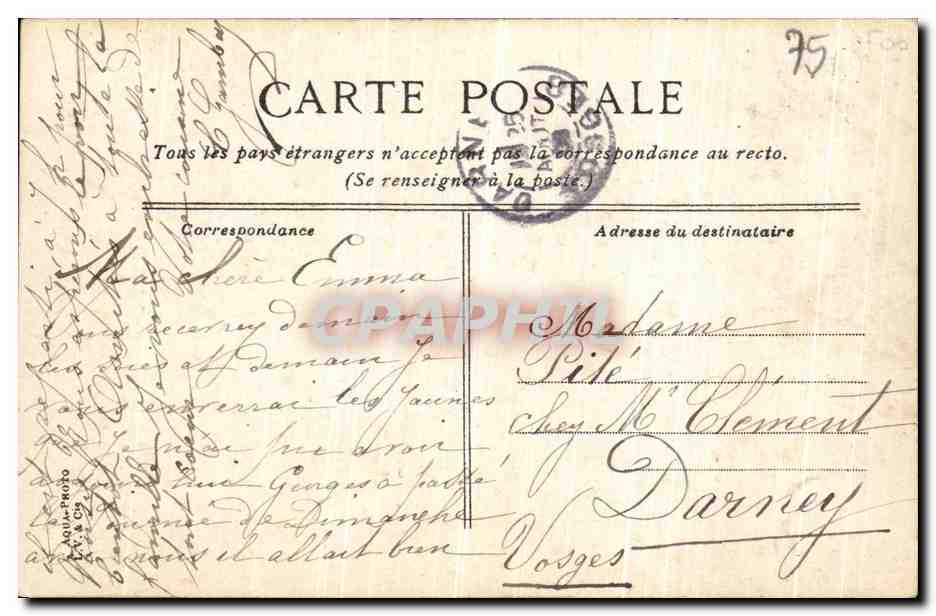 CPA Paris Monument de la Republique — Rückseite