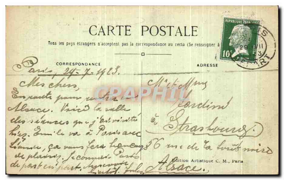 CPA Paris Chambre des Deputes Salle des Seances — Verso
