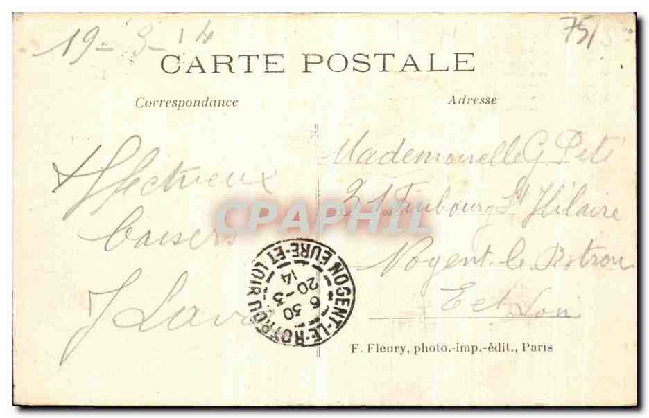 CPA Paris Place de l Eloile l Arc de Triomphe — Rückseite