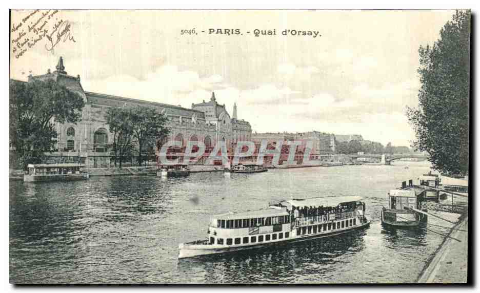 CPA Paris Quai d Orsay Bateau Peniche 