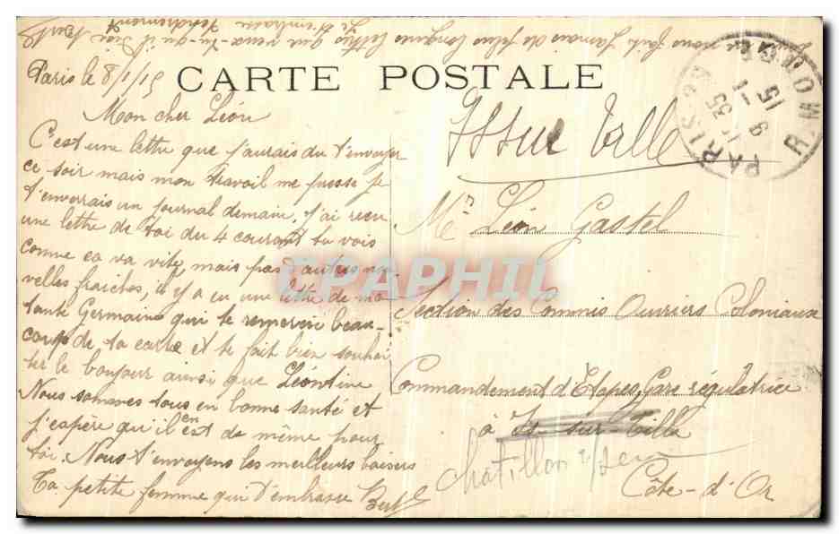 CPA Paris Hotel Terminus Rue St Lazare — Rückseite