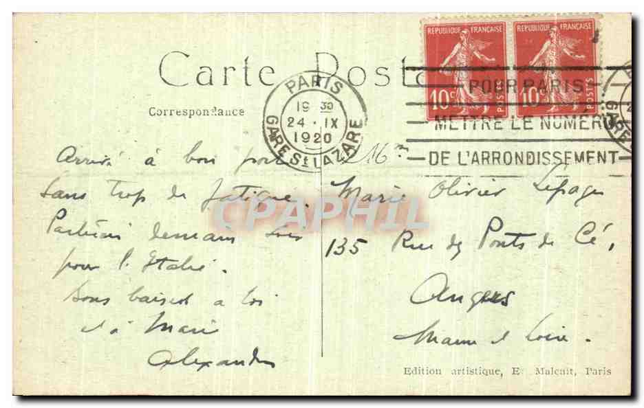 CPA Paris Le Senat Jardin du Luxembourg Lion — Verso