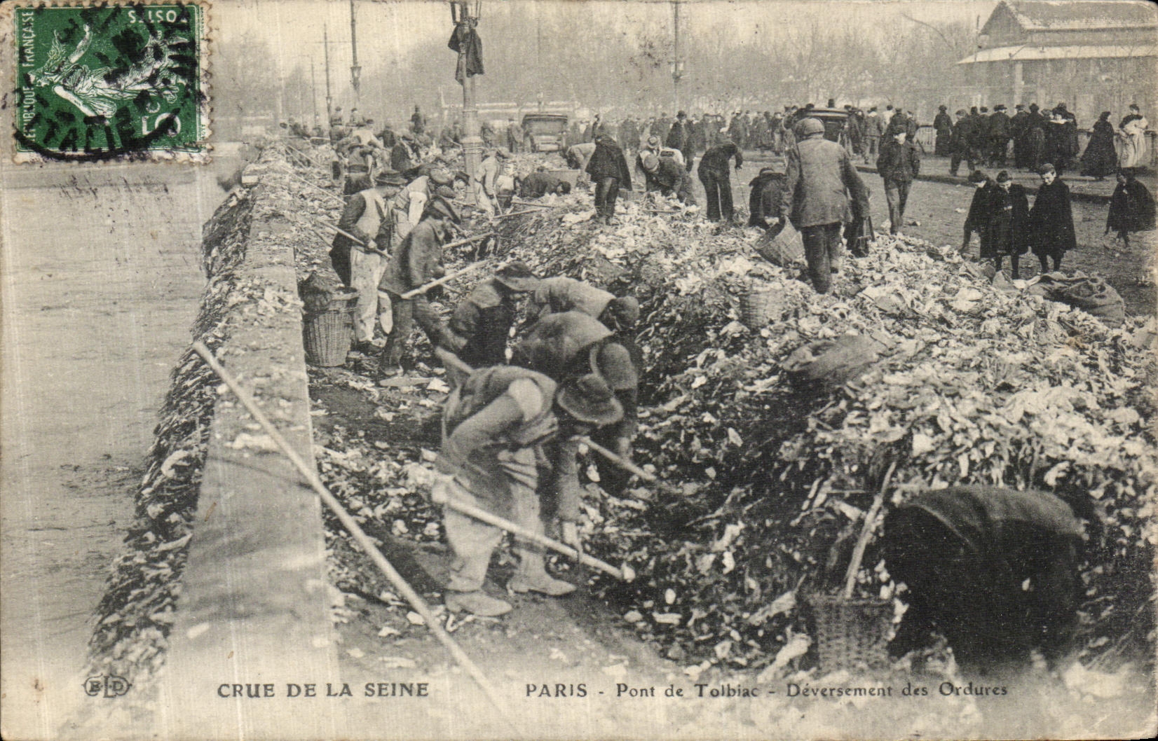 Crue de la Seine — Paris - Pont de Tolbiac — Déversement des Ordures — Éditeur B.P.D.