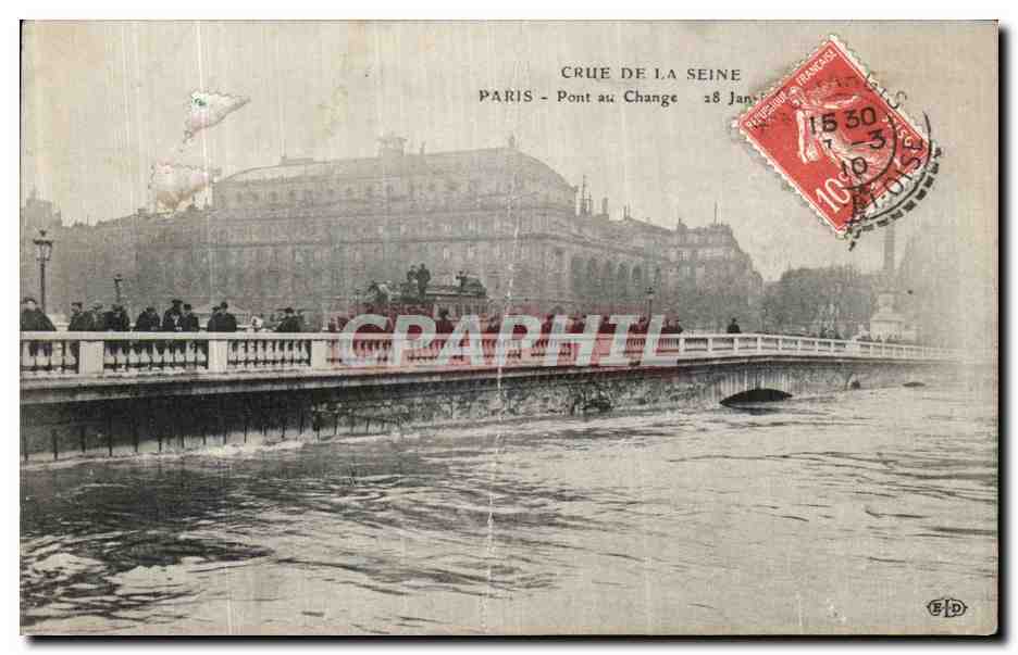 CPA Paris Pont au Change Crue de la Seine
