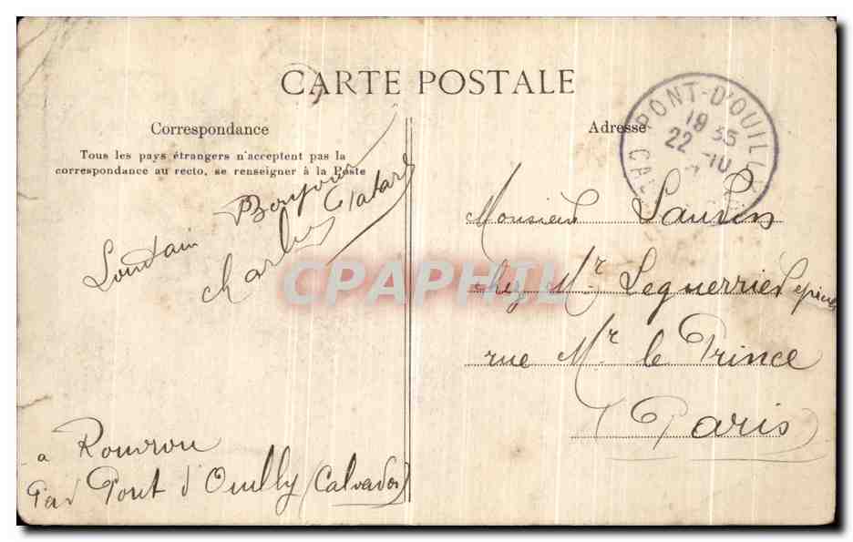 CPA Environs de Flers Rouvrou Pont sur la Rouvre — Rückseite