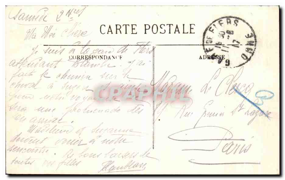 CPA Flers L Hotel de Ville — Rückseite