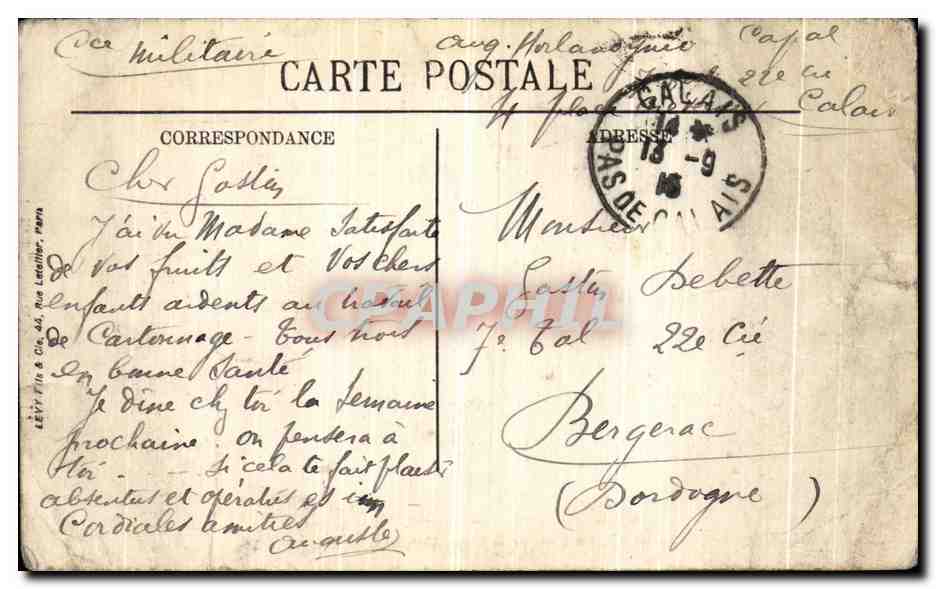 Antike Ansichtskarte Calais L Empress Quai de la Gare Maritime Bateau — Rückseite