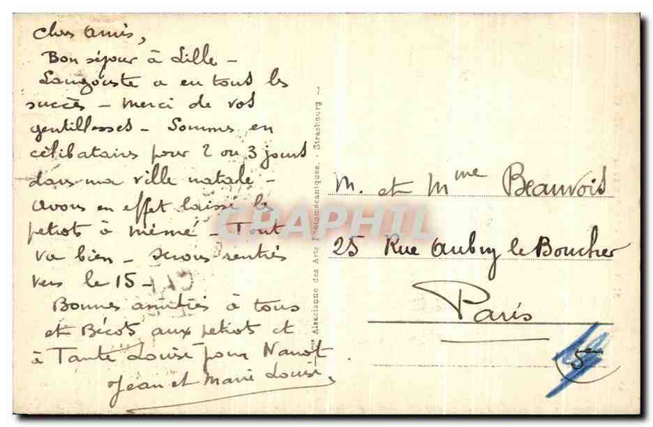 Calais - La Rue de la Chaquette et le Beffroi — éditeur ARA, n°35 — Rückseite