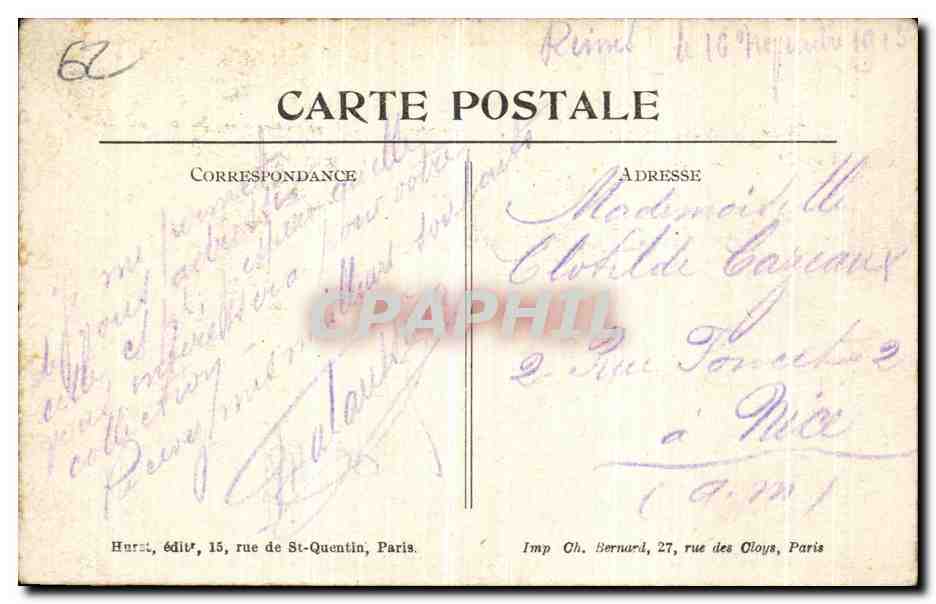 Carencey (P.-de-C.) — Ce qui reste du village — Un canon pris à l'ennemi — Visé à Paris No. 221 — Reverso
