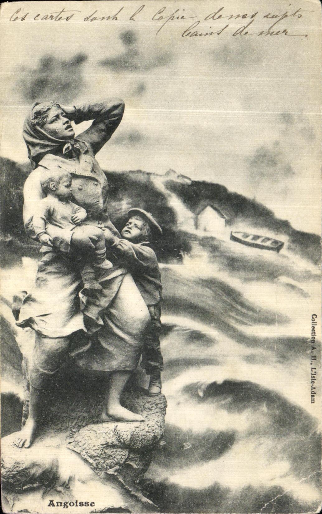 CPA Angoisse Femme et enfant 
