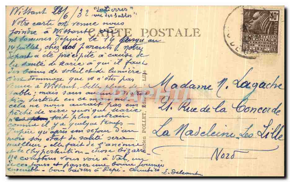 Environ de Wissant - Les rochers du Gris-Nez — Edit. Baude-Lefebvre, n° L.P. 10 — Rückseite