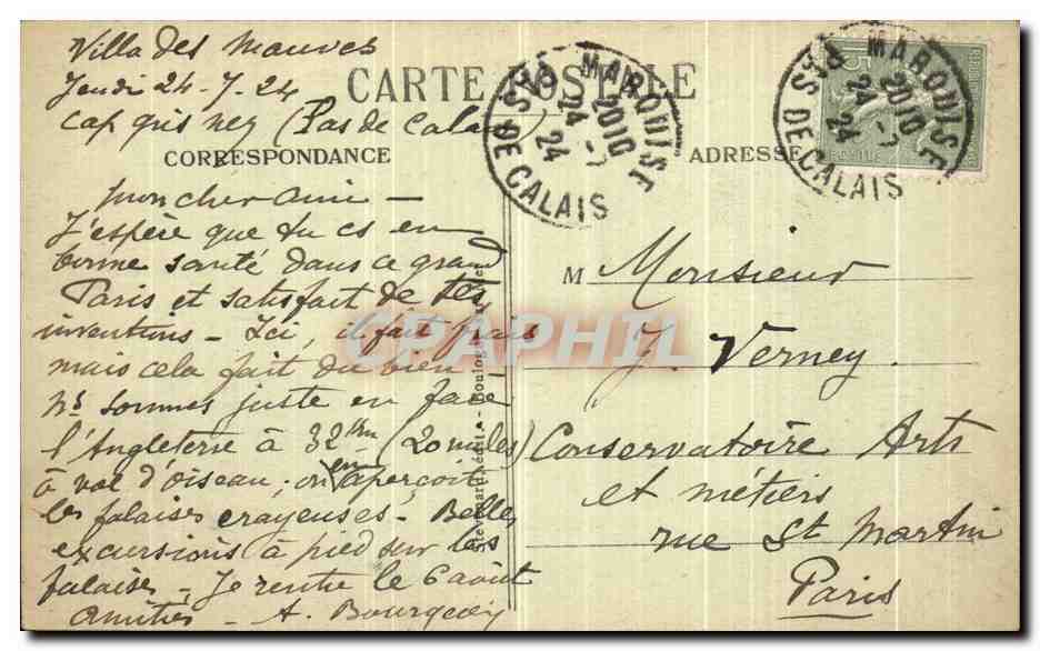 Gris-Nez (Pas-de-Calais) — Blick auf den Felsen vor dem Leuchtturm — E.S. 2033 — Rückseite