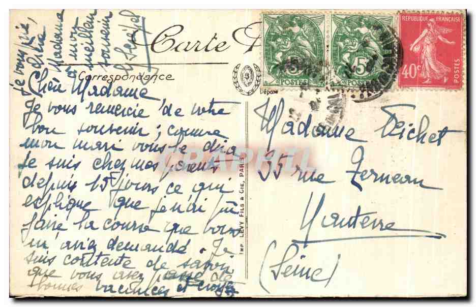 CPA Bethune Vue panoramique Grand place Rue Sadi Carnot Militari — Rückseite