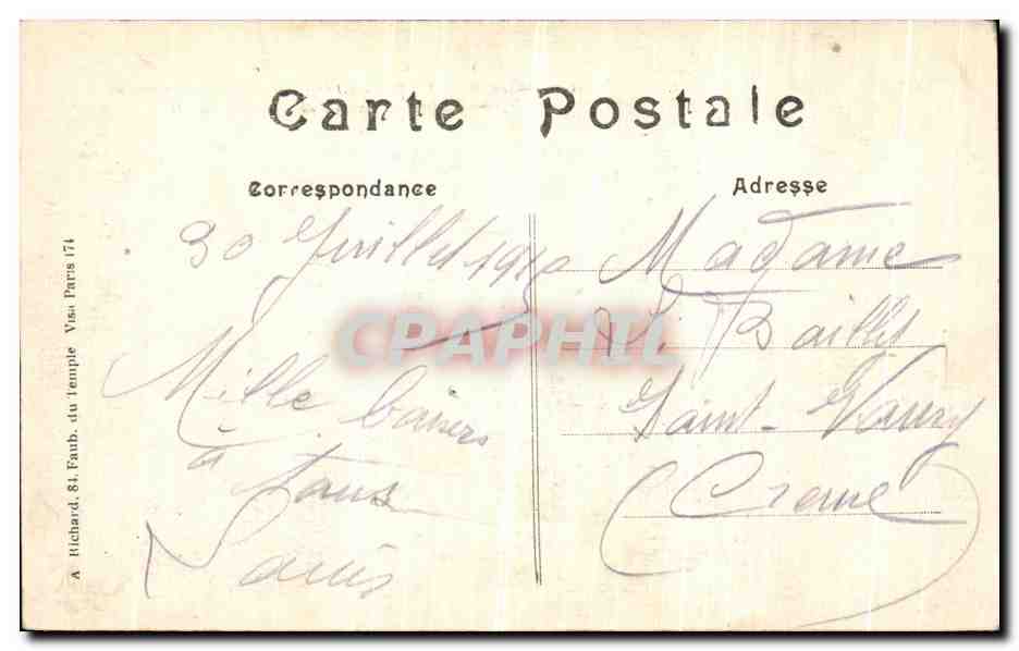 Mont-Saint-Éloi — bombardement allemand — A. Richard, n° 174 — Rückseite