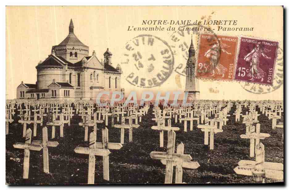CPA Notre Dame de Lorette L ensemble du Cimtiere Panorama Militaria 