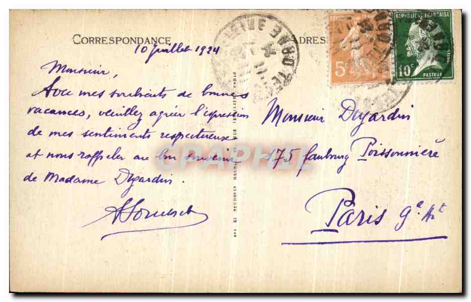 Bagnoles-de-l'Orne — Vista del lago y del Grand Hôtel — LL n°177 — Reverso