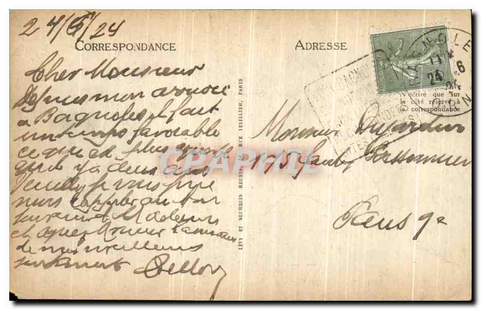 Tarjeta postal antigua Bagnoles De L Orne Le Gue aux Biches — Reverso