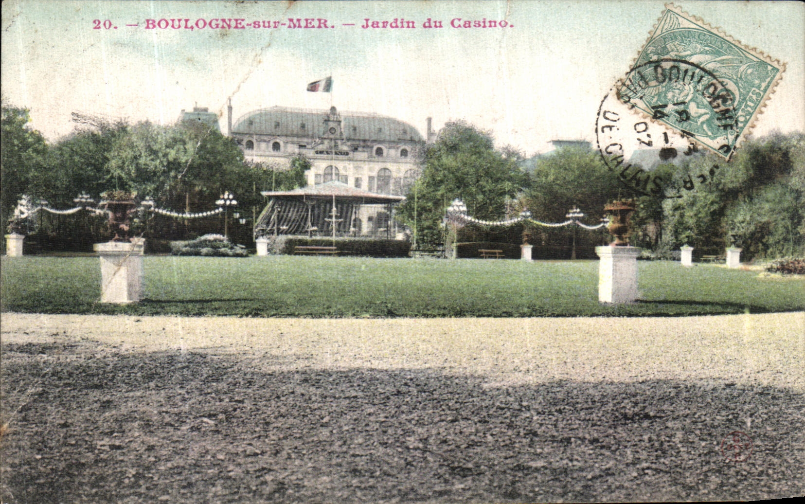 Antieke ansichtkaart Boulogne Sur Mer Tuin van het Casino