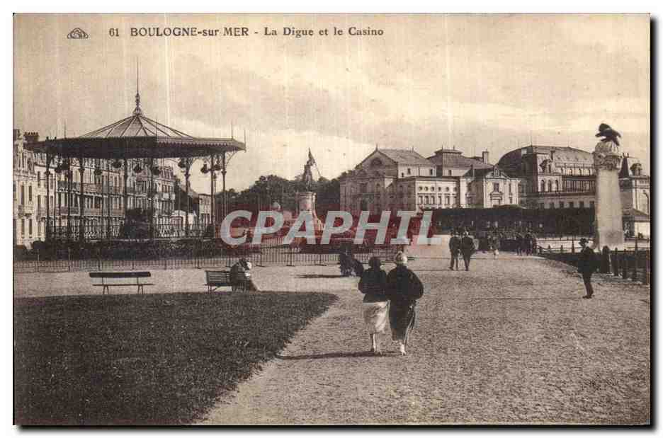 Boulogne-sur-Mer - La Digue et le Casino — éditeur CPAPHIL, n° 61