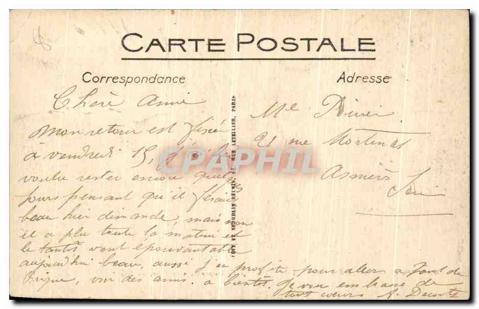 Tarjeta postal antigua Boulogne Sur Mer El Transbordador de Folkestone en el Muelle — Reverso