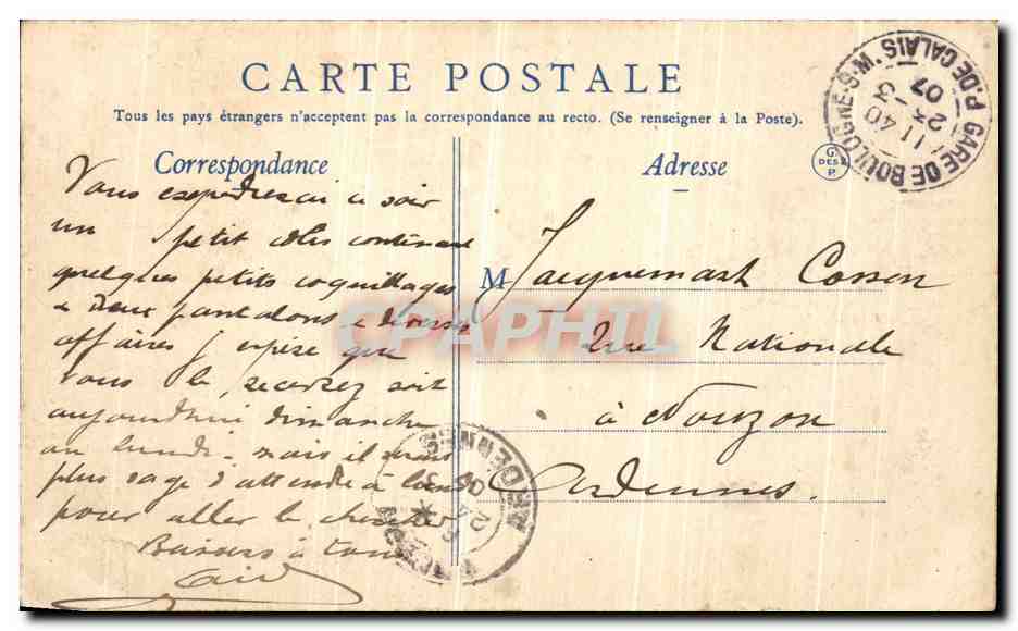 Boulogne, la nuit, Jetées Est et Ouest — éditeur non visible — Back