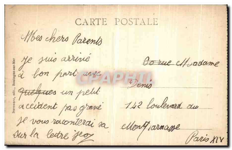 Boulogne-sur-Mer — Beeld van de Dokter Duchesne en Poort van de Trappen — E. S. — Achterkant