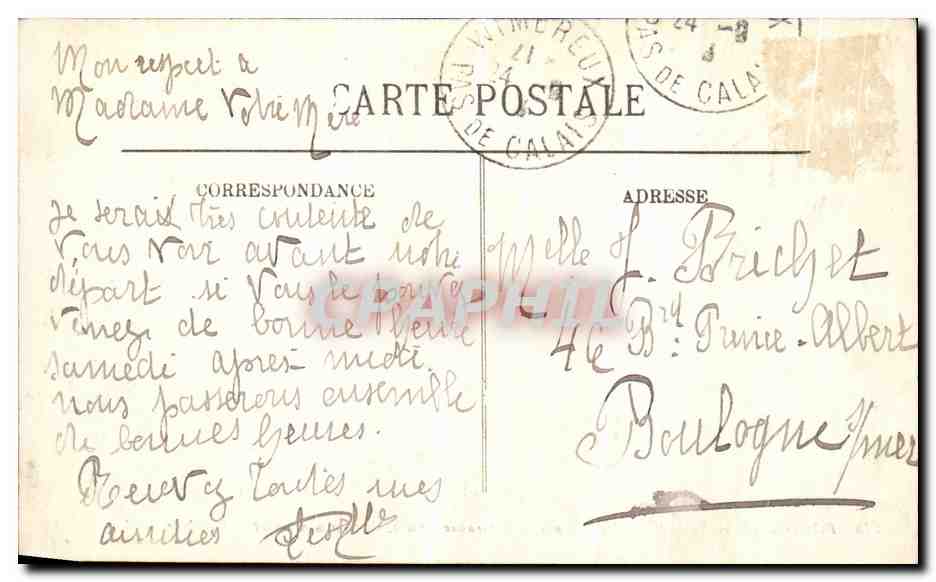 Boulogne-sur-Mer — La Colonna della Grande Armée — Inizio dell' Avenue — Edizione della Librairie Lorenza — Verso
