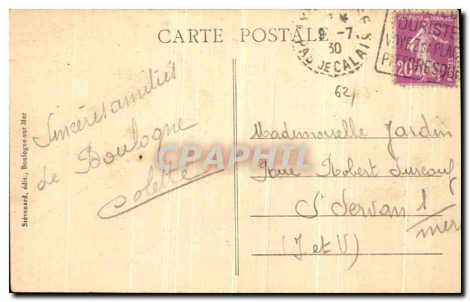 Boulogne-sur-Mer — La Jetée Ouest un jour de tempête — Uitgever Stevensard, n°28 — Achterkant
