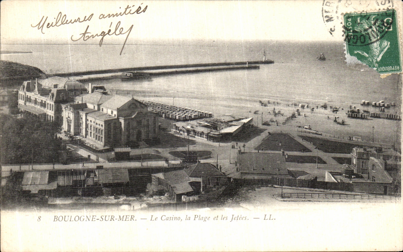 Boulogne-sur-Mer — Le Casino, la Plage et les Jetées — LL.