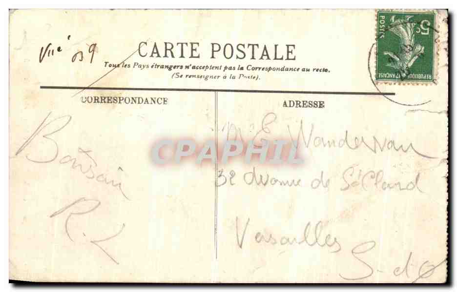 Cartolina d'epoca Boulogne Sur Mer La Porta di Calais e la Cattedrale — Verso
