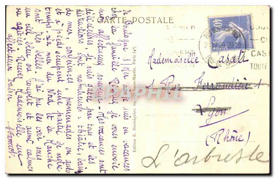 Boulogne-sur-Mer — Vista General tomada desde el Calvario — Harmignies, n°14 — Reverso