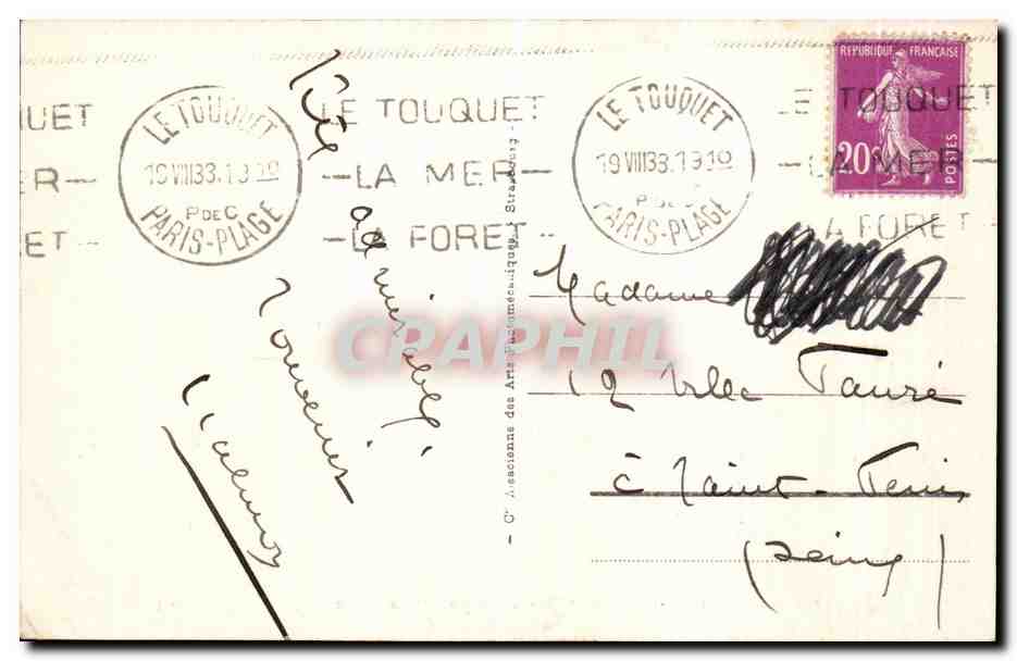 CPA La Touquet Paris Plage La piscine et la Plage — Rückseite