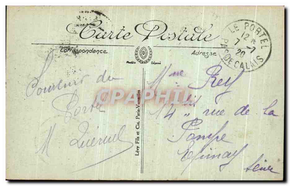 CPA Le Portel La Plage et le vieux port — Rückseite