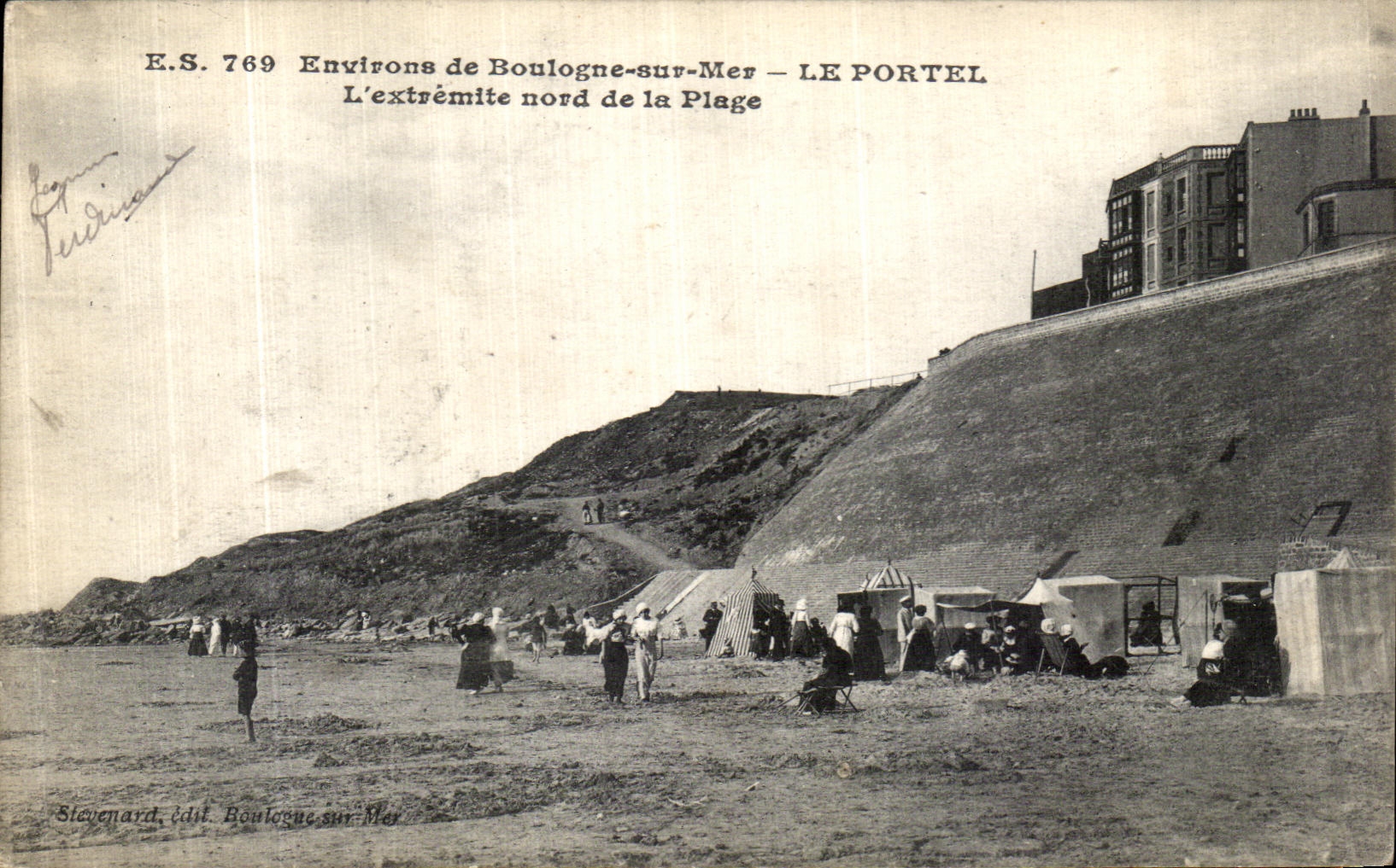 Environs de Boulogne-sur-Mer — LE PORTEL — L'extrémité nord de la Plage — Stevenard, édit. Boulogne-sur-Mer