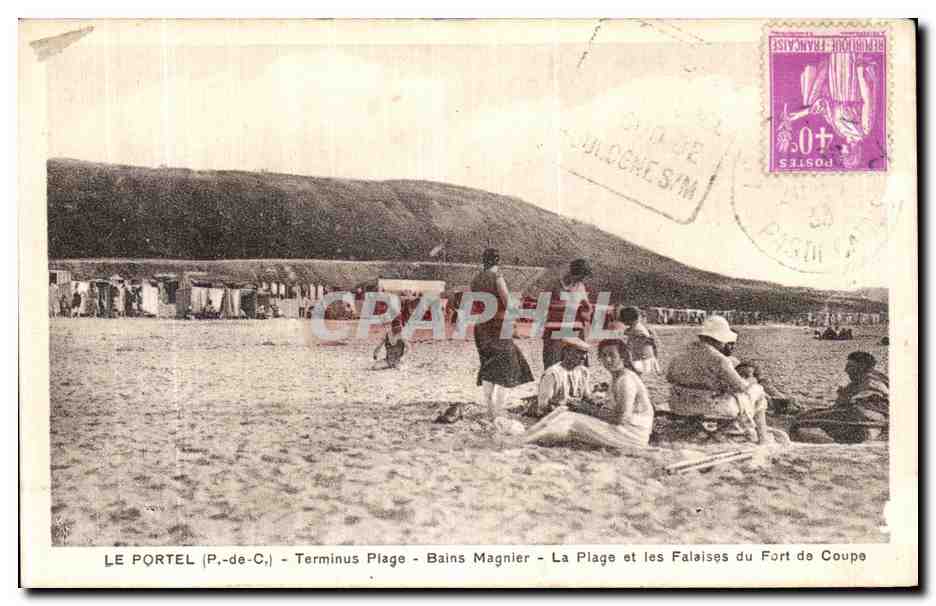 CPA Le Portel La Plage et les Falaises du fort de Coupe