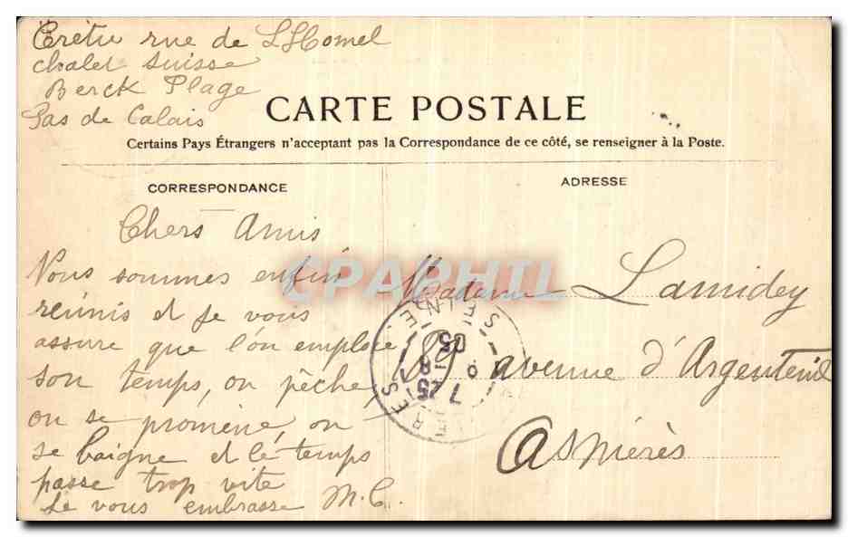 CPA Berck Plage Le Phare et l Hopital Maritime — Rückseite