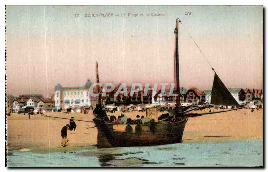 CPA Berck Plage La Plage et le Casino Bateau 
