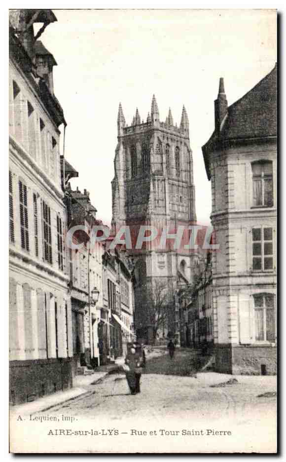 CPA Aire sur la Lys Rue et Tour Saint Pierre