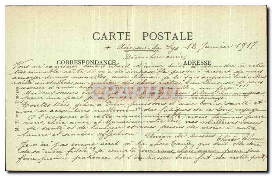 CPA Aire sur la Lys Rue et Tour Saint Pierre — Rückseite