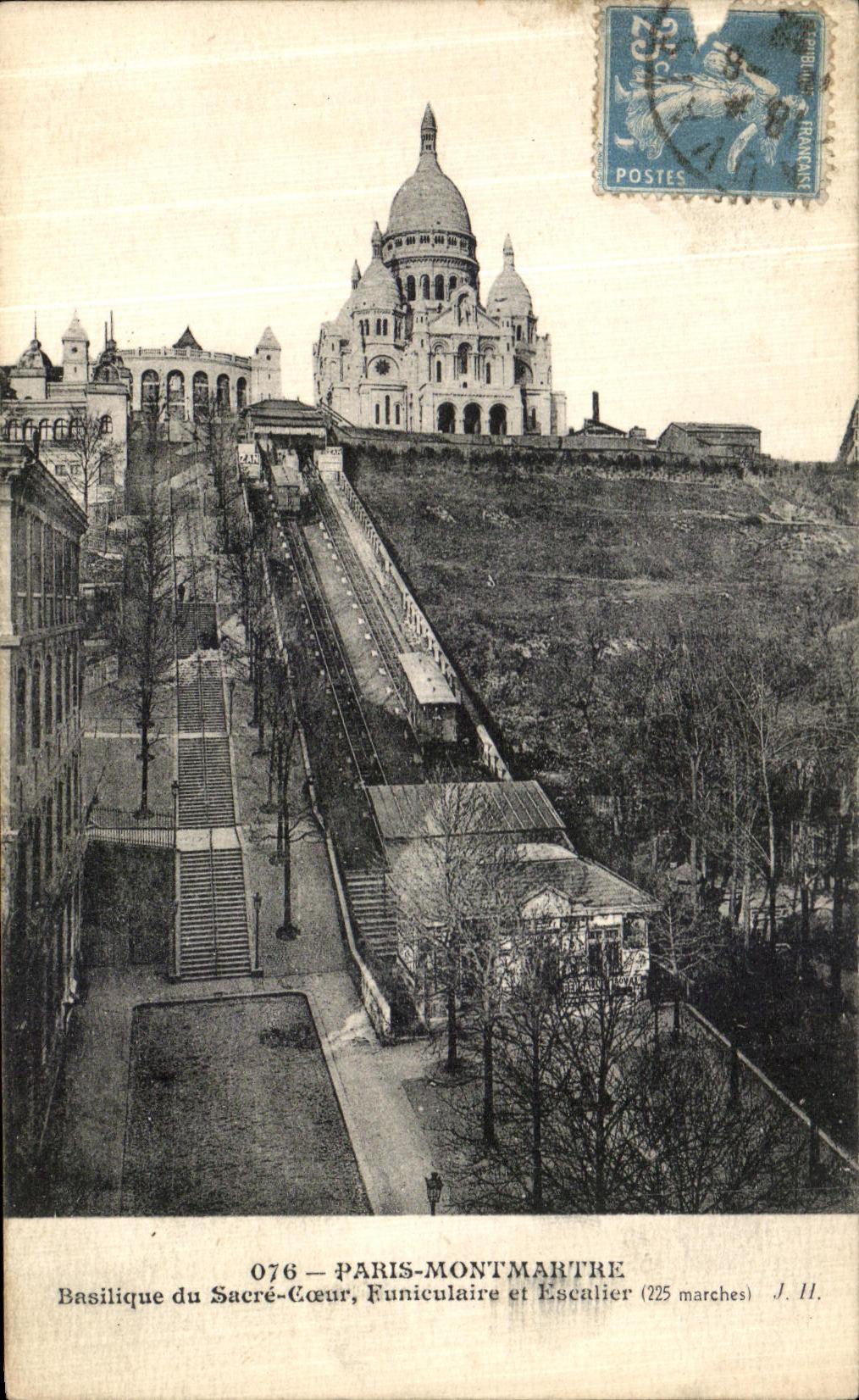 Basilique du Sacré-Cœur, Funiculaire et Escalier — Paris-Montmartre — J. H. — n° 076