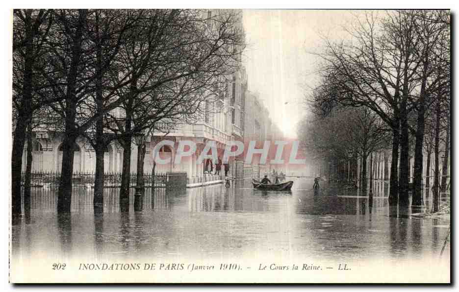 CPA Paris Inondations De Le Cours la Reine