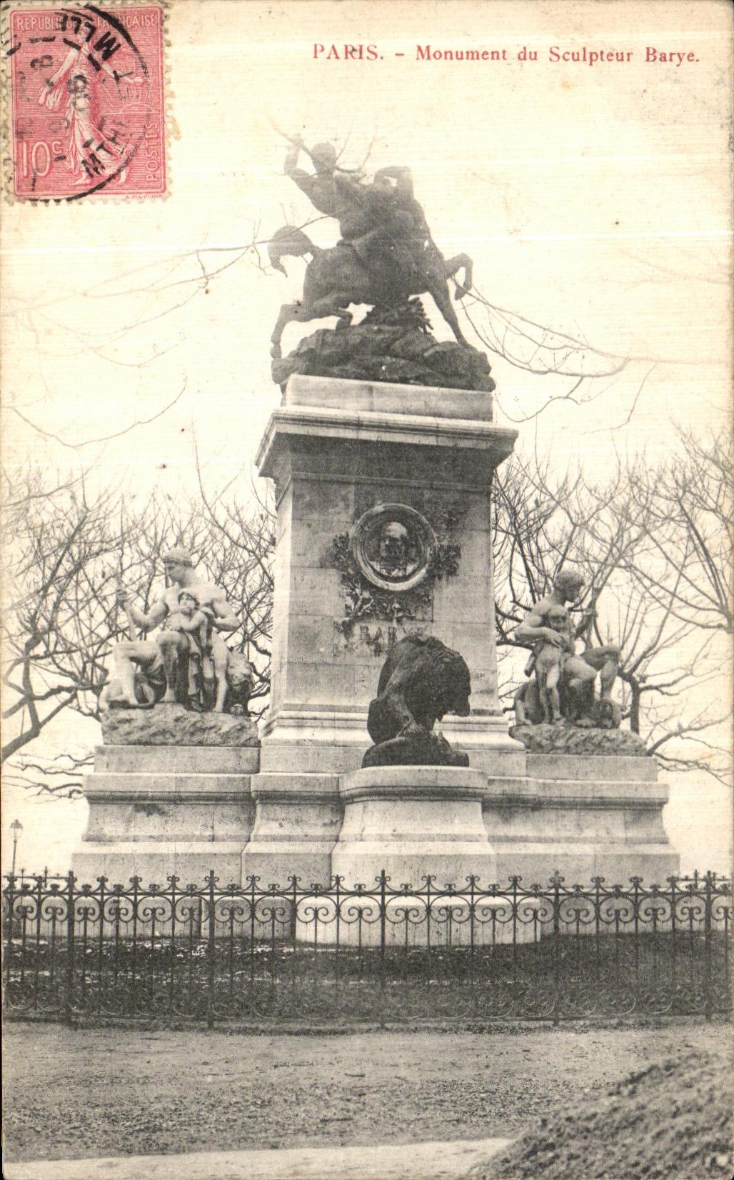 CPA Paris Monument du Sculpteur Barye Lion