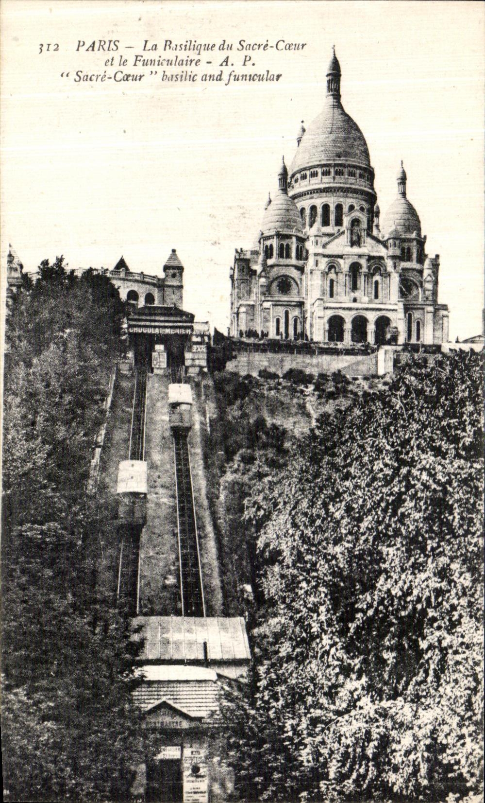 CPA Paris La Baslique du Sacre Coeur et le Funiculaire